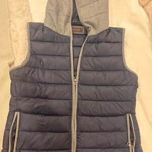 Peserico Blue and Gray Puffer Vest with Hood